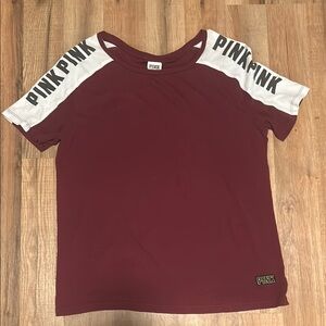 Pink Logo Burgundy T-Shirt